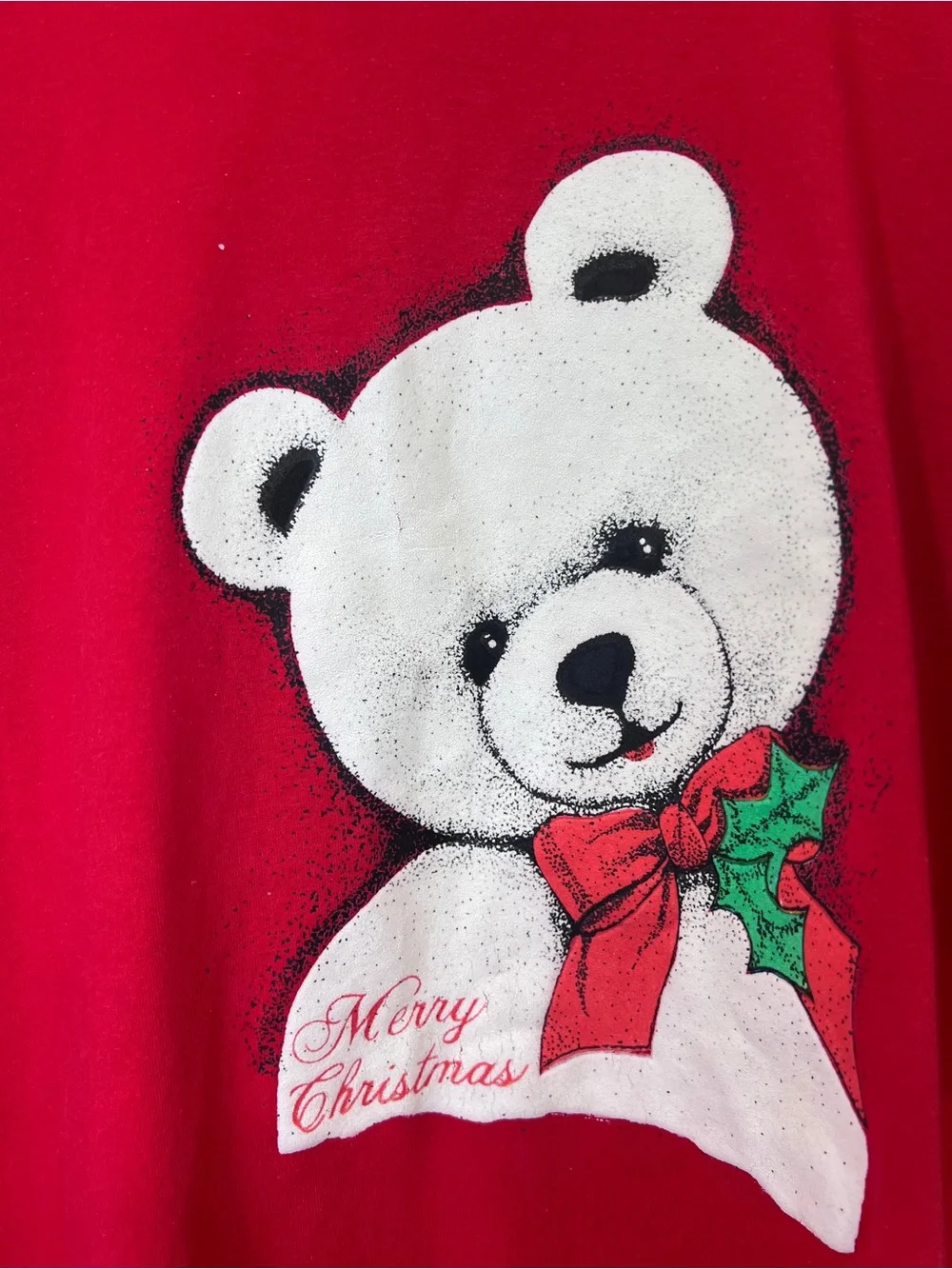 Vintage Hanes Christmas Teddy Bear T Shirt XL Single Stitch USA Made 80s 90s
